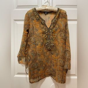 Aneri Wearable Art Women's Blouse Top Tunic Size 38 Silk